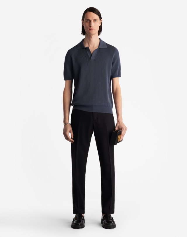 DUNHILL RIB COTTON SILK POLO KNITTED POLOS Man r