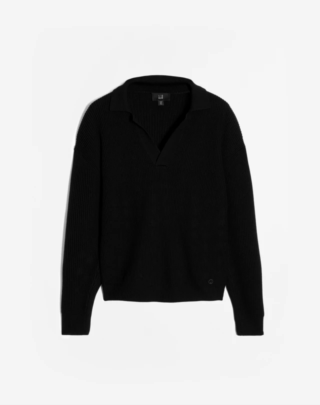 DUNHILL Merino Rib Long Sleeve Polo KNITTED POLOS Man f