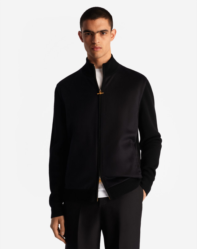 DUNHILL WOOL CASHMERE FRONT TRACK JACKET JUMPERS Man d