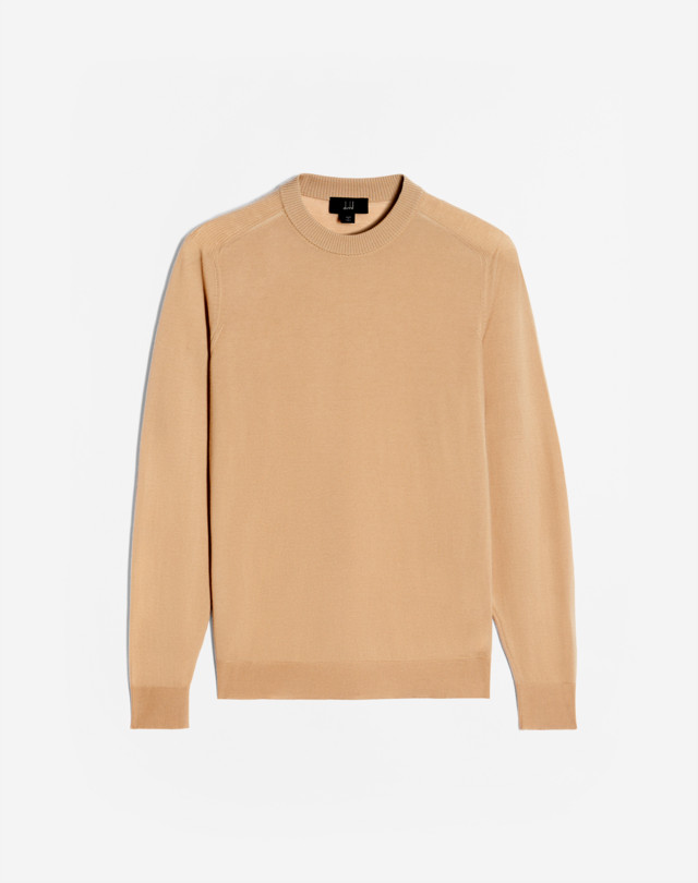 Crew-neck Cashmere Sweater Mens Beige