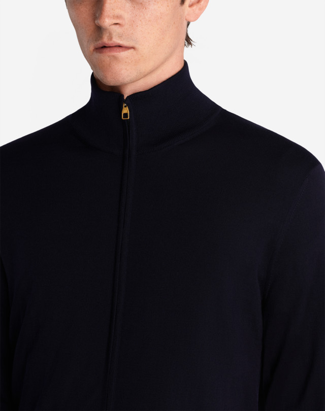 DUNHILL 18GG MERINO ZIP THROUGH JUMPERS Man a
