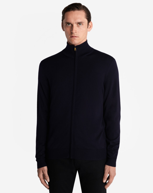 DUNHILL 18GG MERINO ZIP THROUGH JUMPERS Man d