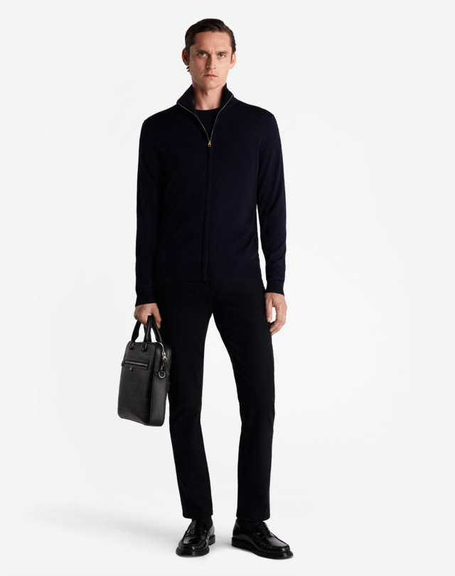 DUNHILL 18GG MERINO ZIP THROUGH JUMPERS Man r