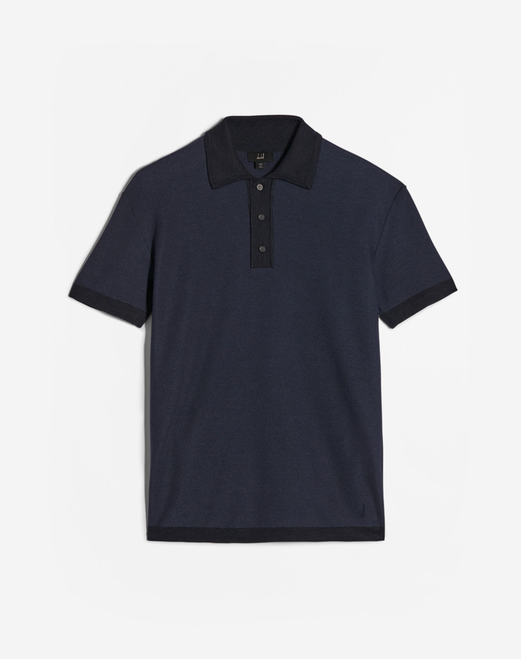 DUNHILL KNITTED POLOS Man Merino Silk Pique Polo f