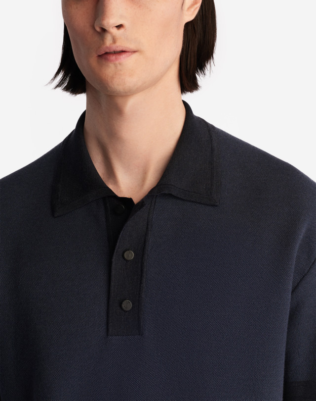 DUNHILL MERINO SILK PIQUE POLO KNITTED POLOS Man a