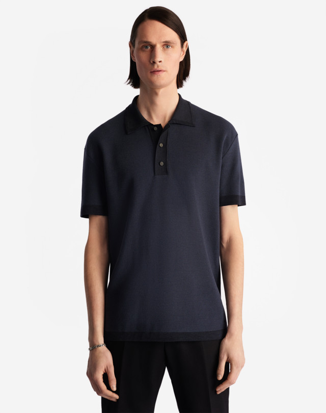 DUNHILL MERINO SILK PIQUE POLO KNITTED POLOS Man d
