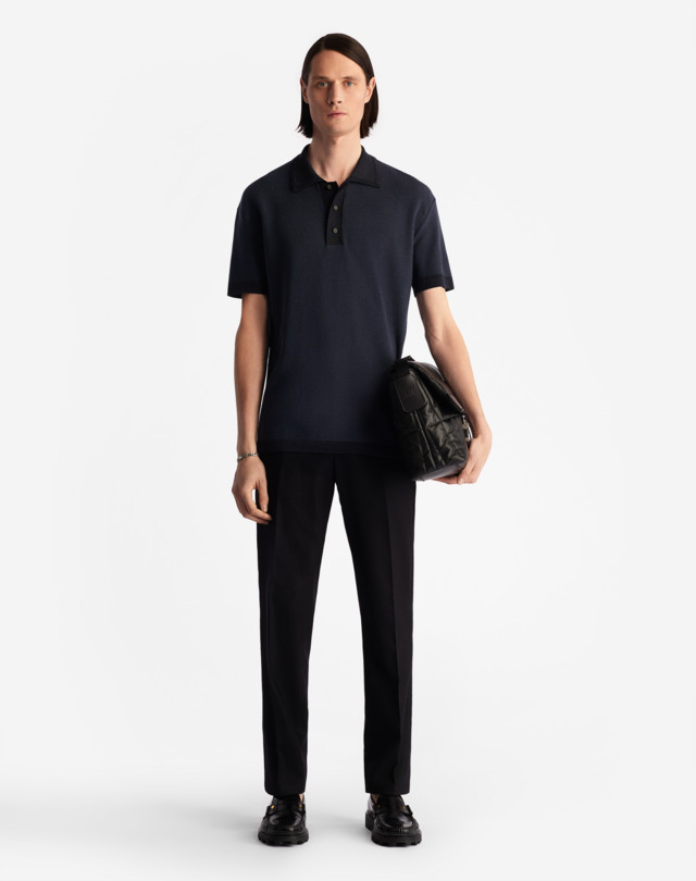 DUNHILL MERINO SILK PIQUE POLO KNITTED POLOS Man r