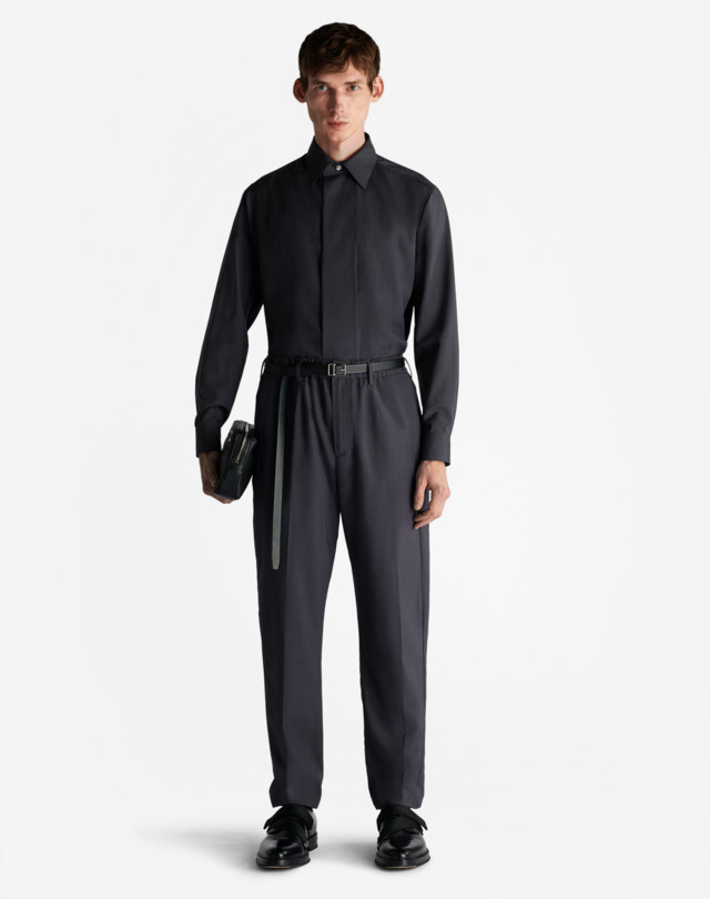DUNHILL TECHNICAL WOOL SILK SPORTS PANT FORMAL TROUSERS Man r