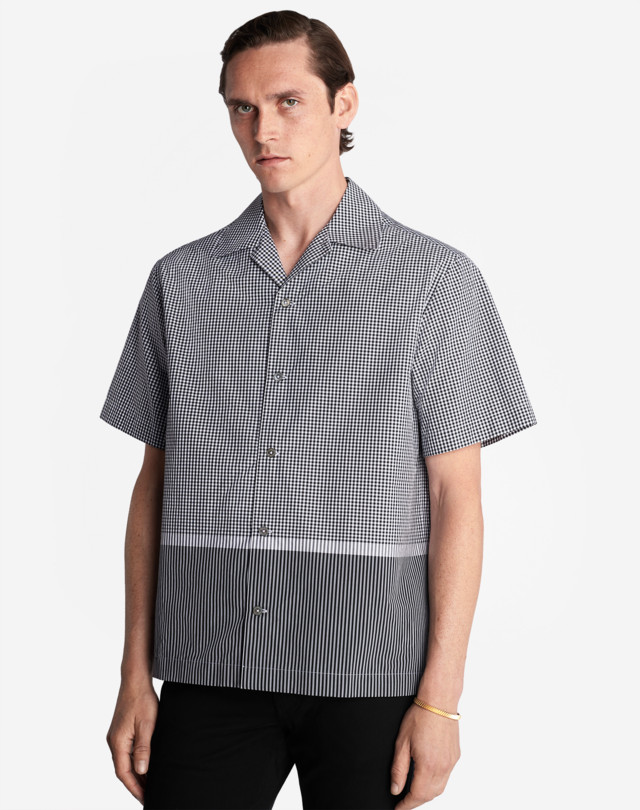 DUNHILL ENGINEERED GINGHAM LOUNGE SHIRT SHORT SLEEVE CASUAL SHIRTS Man d