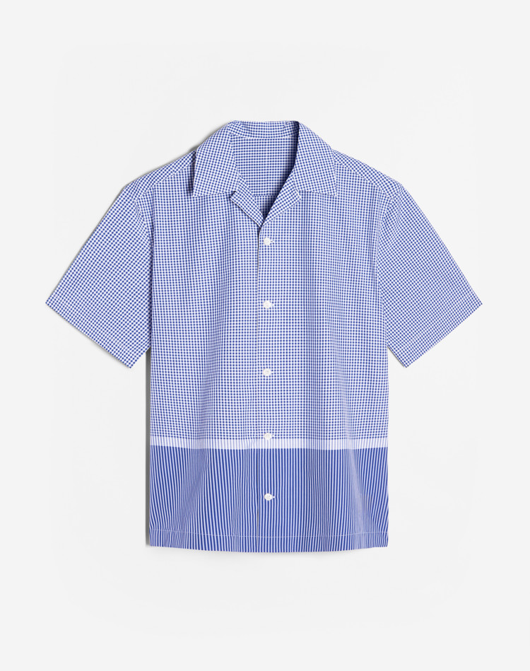 DUNHILL SHORT SLEEVE CASUAL SHIRTS Man Engineered Gingham Lounge Shirt f