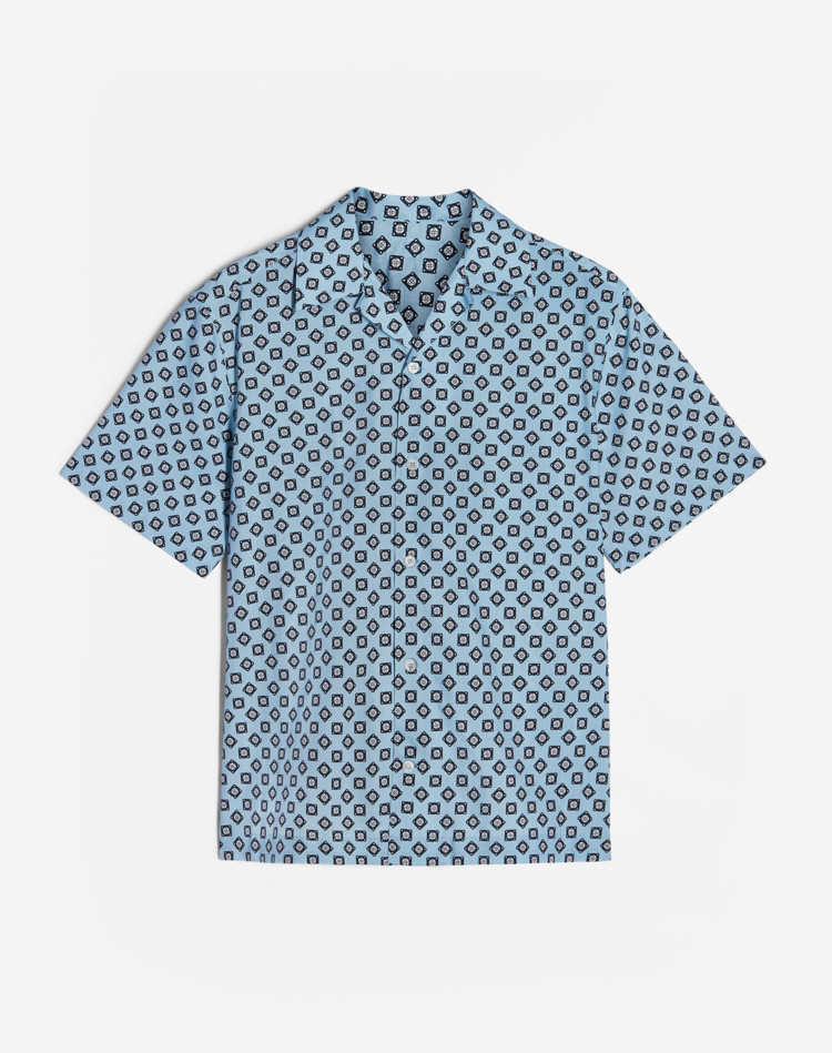 DUNHILL SHORT SLEEVE CASUAL SHIRTS Man Gasket Print Lounge Shirt f