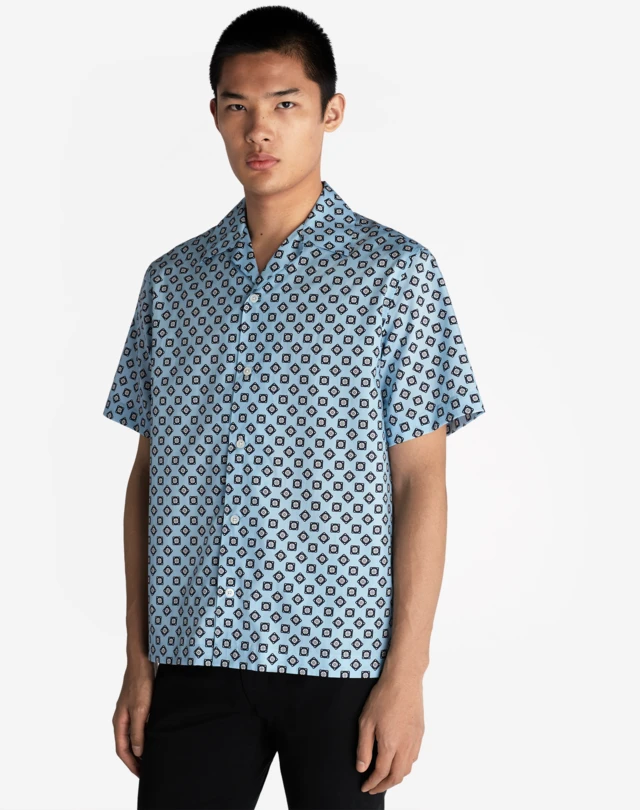 DUNHILL GASKET PRINT LOUNGE SHIRT SHORT SLEEVE CASUAL SHIRTS Man d