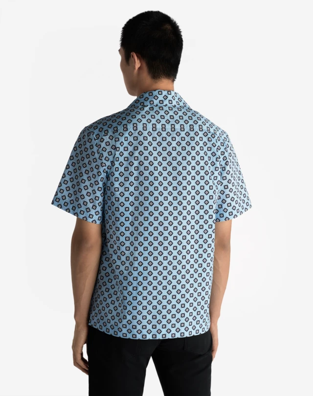 DUNHILL GASKET PRINT LOUNGE SHIRT SHORT SLEEVE CASUAL SHIRTS Man e