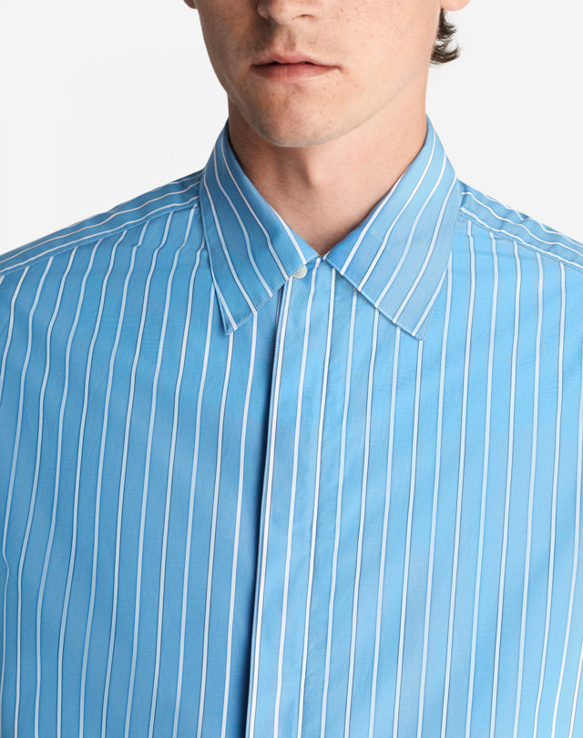 DUNHILL STRIPE PERFORMANCE ZIP SHIRT LONG SLEEVE CASUAL SHIRTS Man a