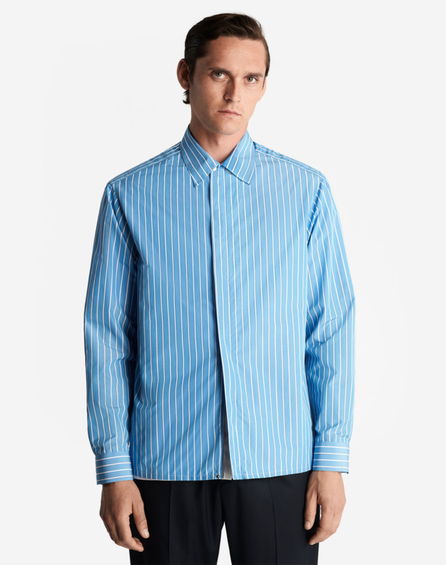DUNHILL STRIPE PERFORMANCE ZIP SHIRT LONG SLEEVE CASUAL SHIRTS Man d