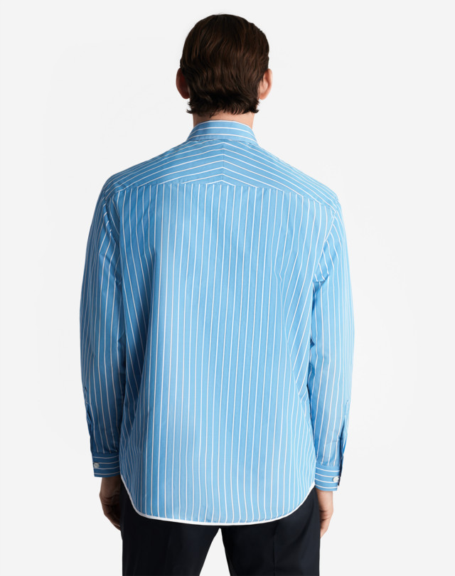 DUNHILL STRIPE PERFORMANCE ZIP SHIRT LONG SLEEVE CASUAL SHIRTS Man e