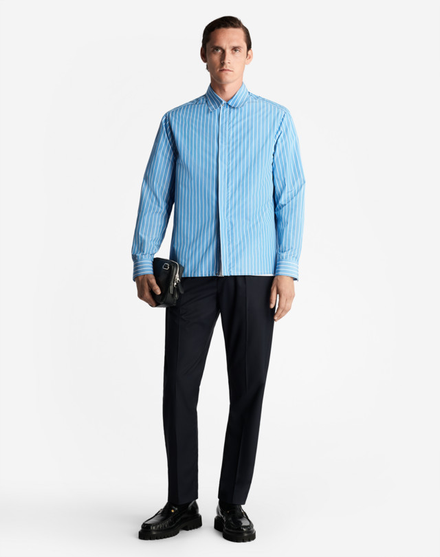 DUNHILL STRIPE PERFORMANCE ZIP SHIRT LONG SLEEVE CASUAL SHIRTS Man r