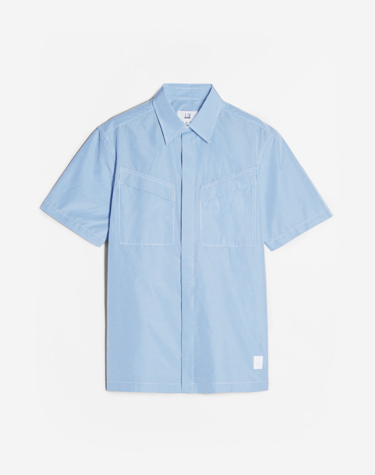 DUNHILL SHORT SLEEVE CASUAL SHIRTS Man Check Pocket Detail Short Sleeve Shirt f