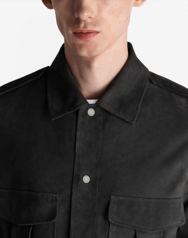 DUNHILL SUEDE UTILITY SHIRT LONG SLEEVE CASUAL SHIRTS Man a