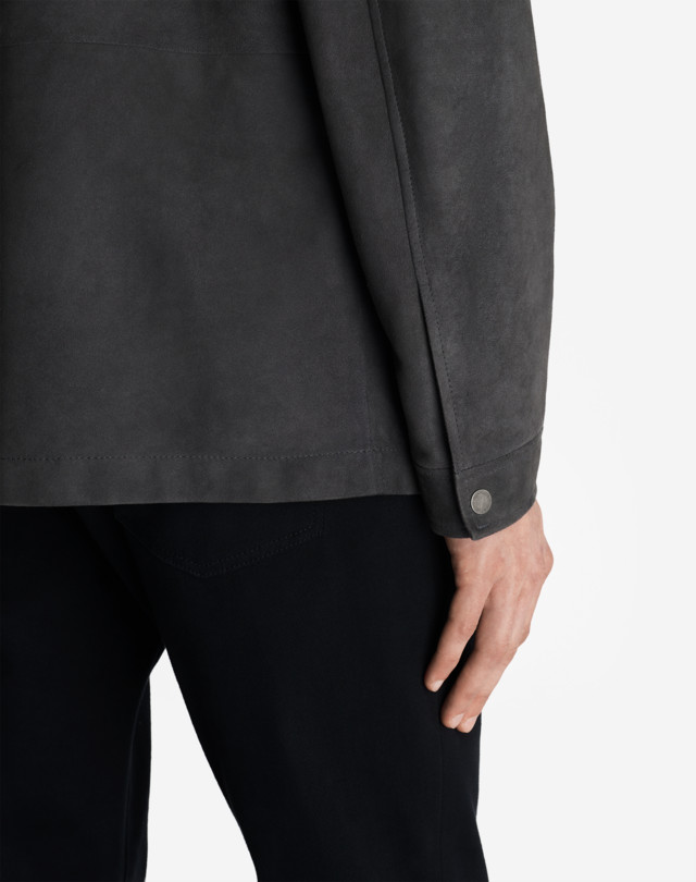 DUNHILL SUEDE UTILITY SHIRT LONG SLEEVE CASUAL SHIRTS Man b