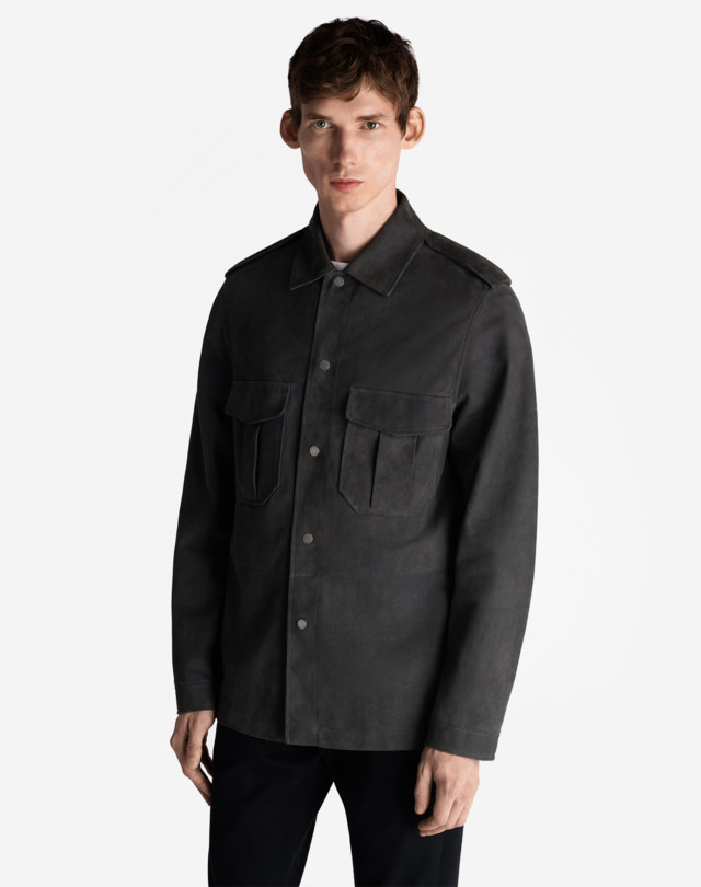 DUNHILL SUEDE UTILITY SHIRT LONG SLEEVE CASUAL SHIRTS Man d