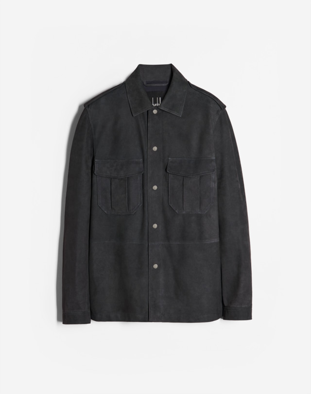 DUNHILL Suede Utility Long Sleeve Shirt LONG SLEEVE CASUAL SHIRTS Man f
