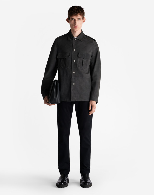 DUNHILL SUEDE UTILITY SHIRT LONG SLEEVE CASUAL SHIRTS Man r