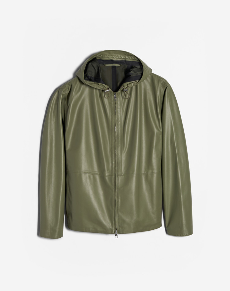 DUNHILL LEATHER JACKETS Man Performance Leather Hoodie f