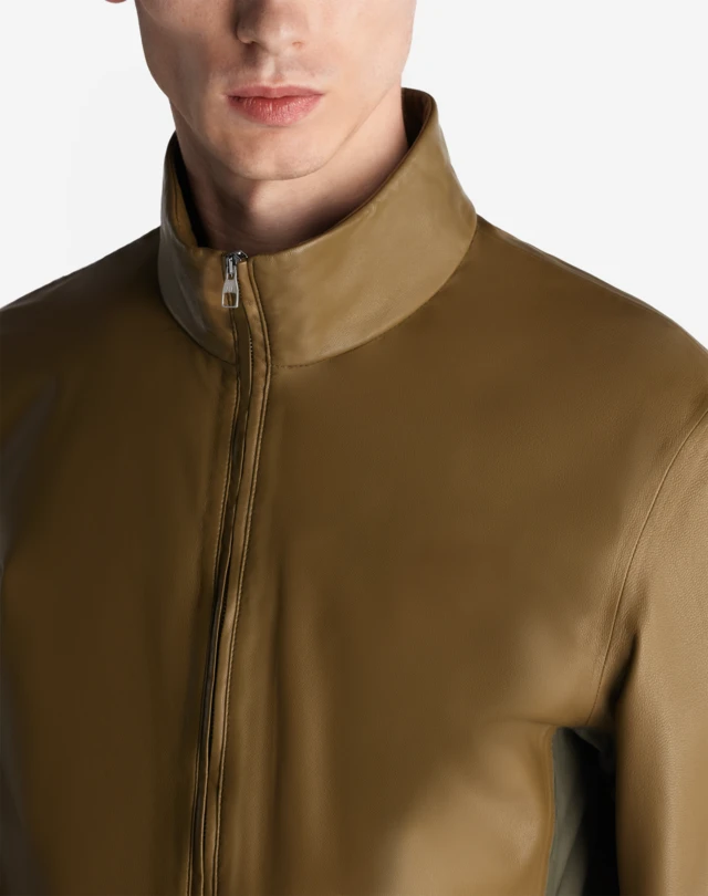 DUNHILL PERFORMANCE LEATHER TRACK JACKET LEATHER JACKETS Man a