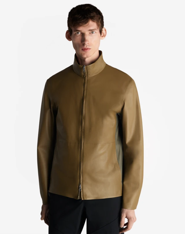 DUNHILL PERFORMANCE LEATHER TRACK JACKET LEATHER JACKETS Man d