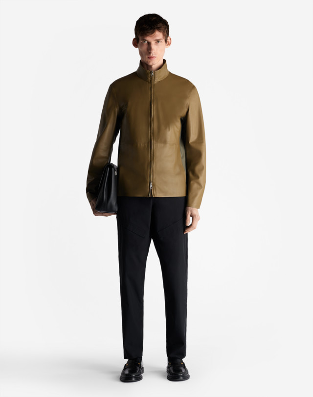 DUNHILL PERFORMANCE LEATHER TRACK JACKET LEATHER JACKETS Man r