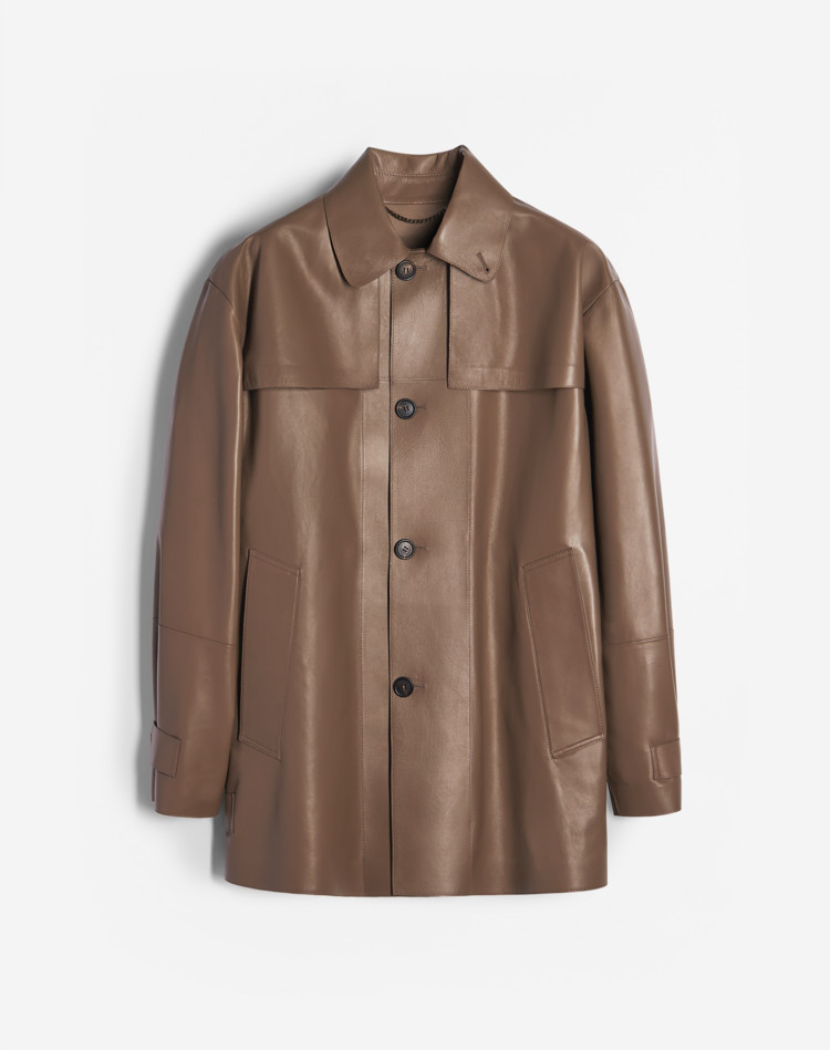 DUNHILL LEATHER JACKETS Man Performance Leather Car Coat f