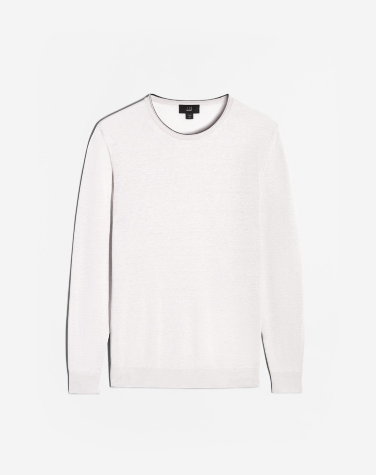 DUNHILL JUMPERS Man Contrast Rolled Edge Linen Silk Crew f