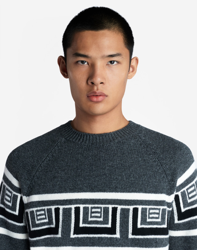 DUNHILL CASHMERE BLEND JACQUARD CREW NECK SWEATER JUMPERS Man b