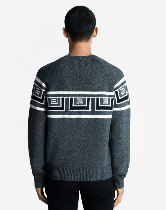 DUNHILL CASHMERE BLEND JACQUARD CREW NECK SWEATER JUMPERS Man e