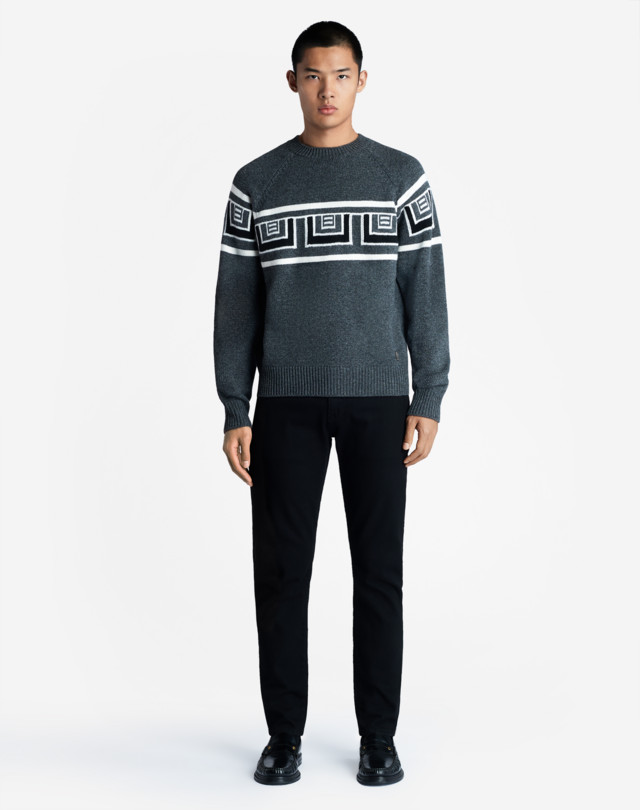 DUNHILL CASHMERE BLEND JACQUARD CREW NECK SWEATER JUMPERS Man s