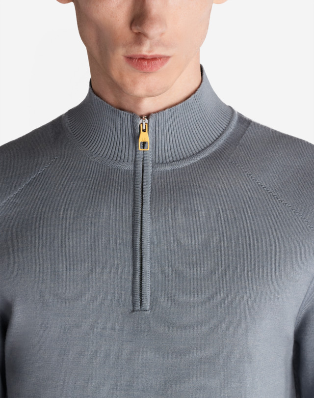 DUNHILL UTILITY PATCH MERINO 1/4 ZIP JUMPERS Man a