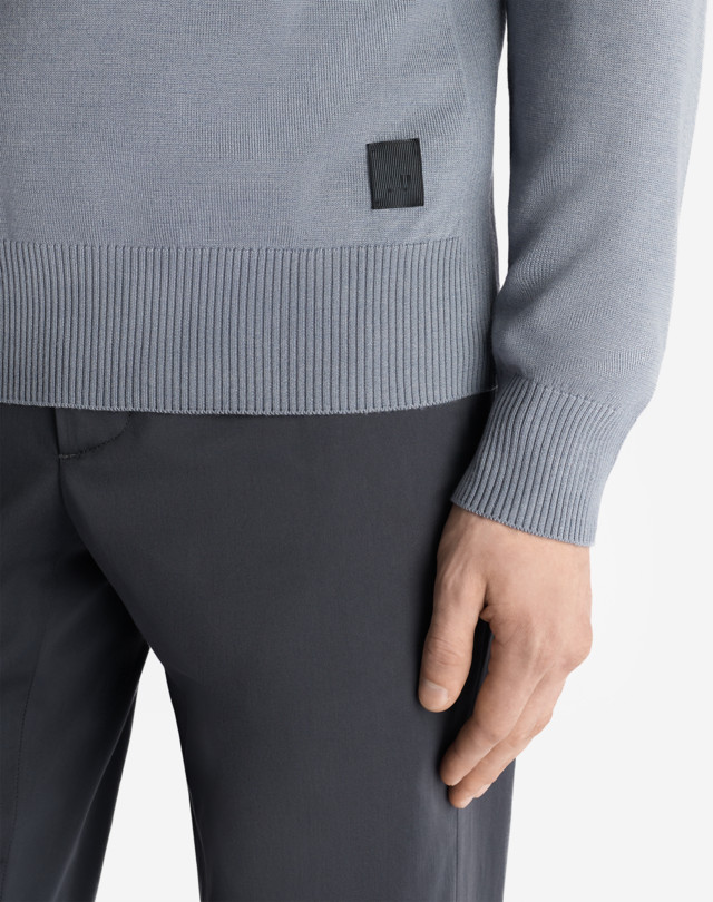 DUNHILL UTILITY PATCH MERINO 1/4 ZIP JUMPERS Man b