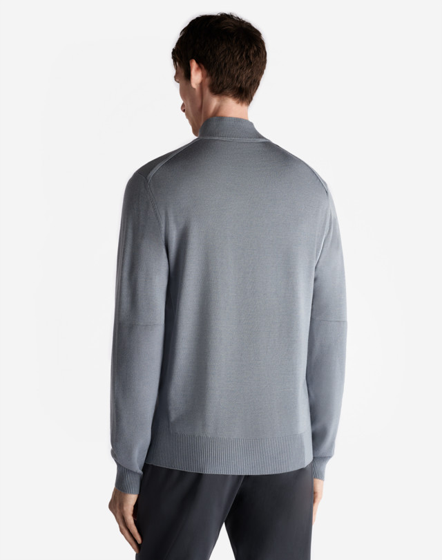 DUNHILL UTILITY PATCH MERINO 1/4 ZIP JUMPERS Man e