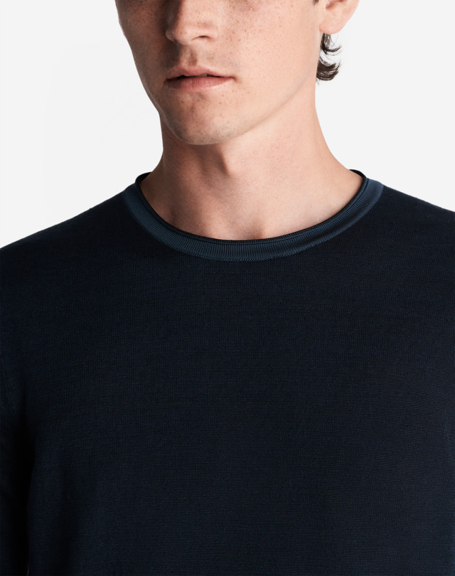 DUNHILL CONTRAST ROLLED EDGE LINEN SILK T-SHIRT T-SHIRT Man a