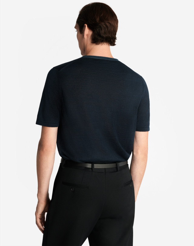 DUNHILL CONTRAST ROLLED EDGE LINEN SILK T-SHIRT T-SHIRT Man e