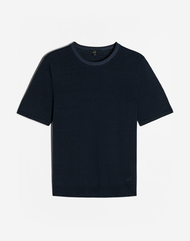 DUNHILL Contrast Rolled Edge Linen Silk T-Shirt T-SHIRT Man f