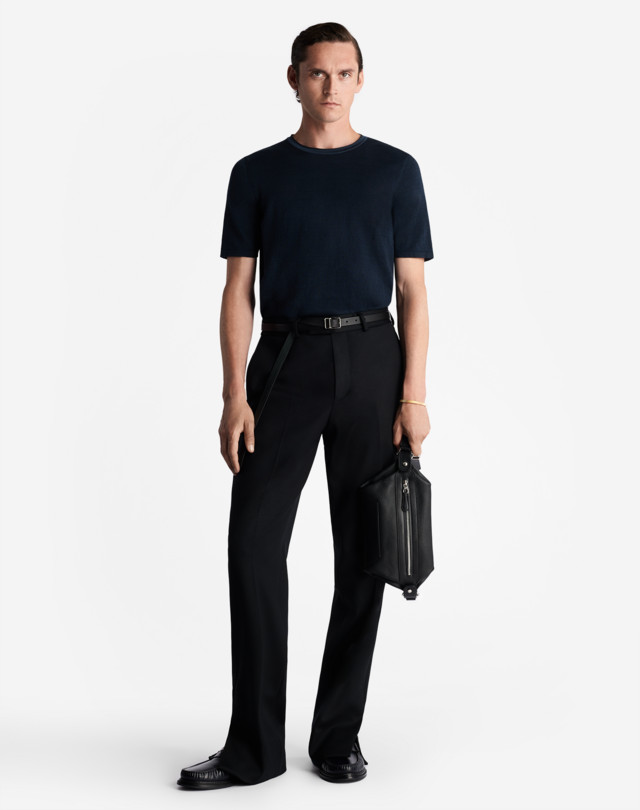 DUNHILL CONTRAST ROLLED EDGE LINEN SILK T-SHIRT T-SHIRT Man r