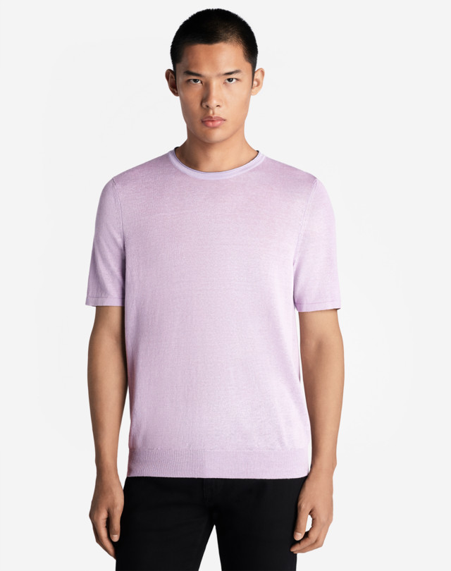 DUNHILL CONTRAST ROLLED EDGE LINEN SILK T-SHIRT T-SHIRTS Man d