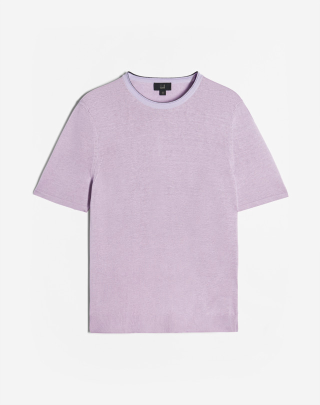 DUNHILL Contrast Rolled Edge Linen Silk T-Shirt T-SHIRTS Man f