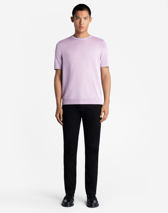 DUNHILL CONTRAST ROLLED EDGE LINEN SILK T-SHIRT T-SHIRTS Man r