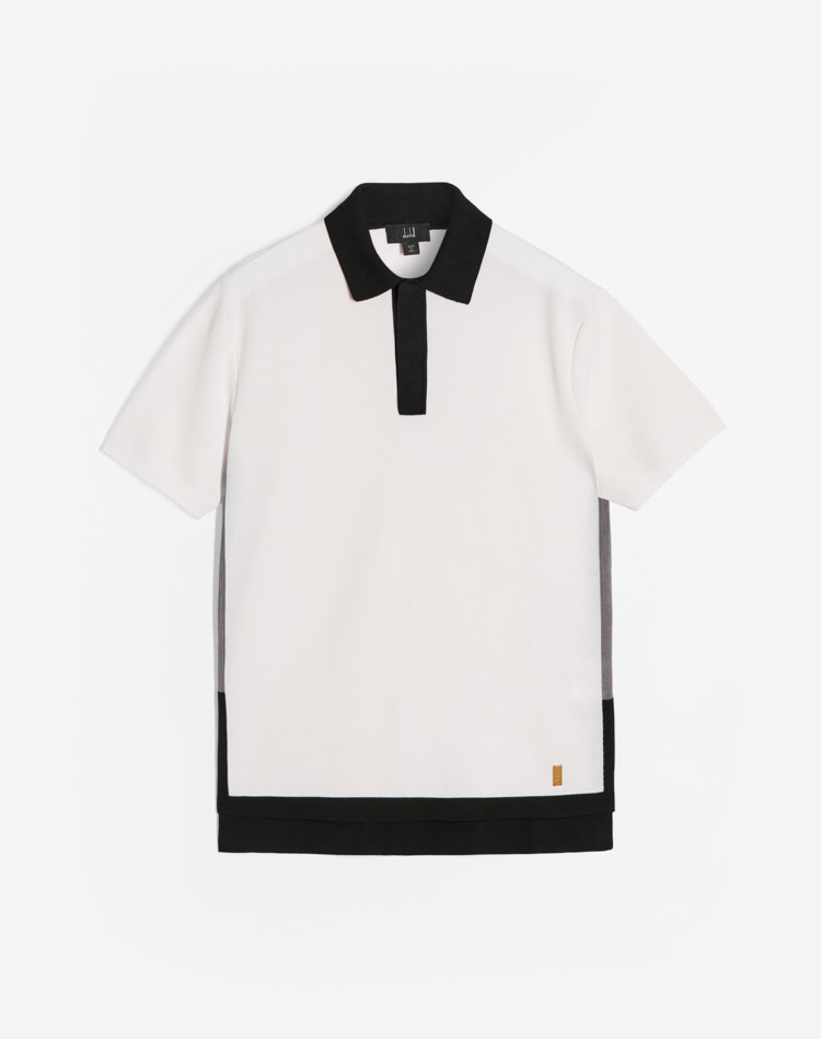 DUNHILL POLOS Man Textured Contrast Trim Short Sleeve Polo f