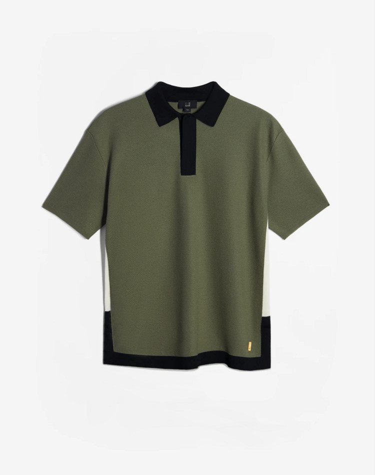 DUNHILL POLOS Man TEXTURED CONTRAST TRIM SHORT SLEEVE POLO f