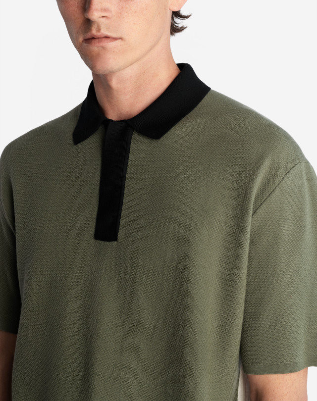 DUNHILL TEXTURED CONTRAST TRIM SHORT SLEEVE POLO POLOS Man b