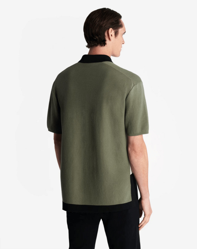 DUNHILL TEXTURED CONTRAST TRIM SHORT SLEEVE POLO POLOS Man e